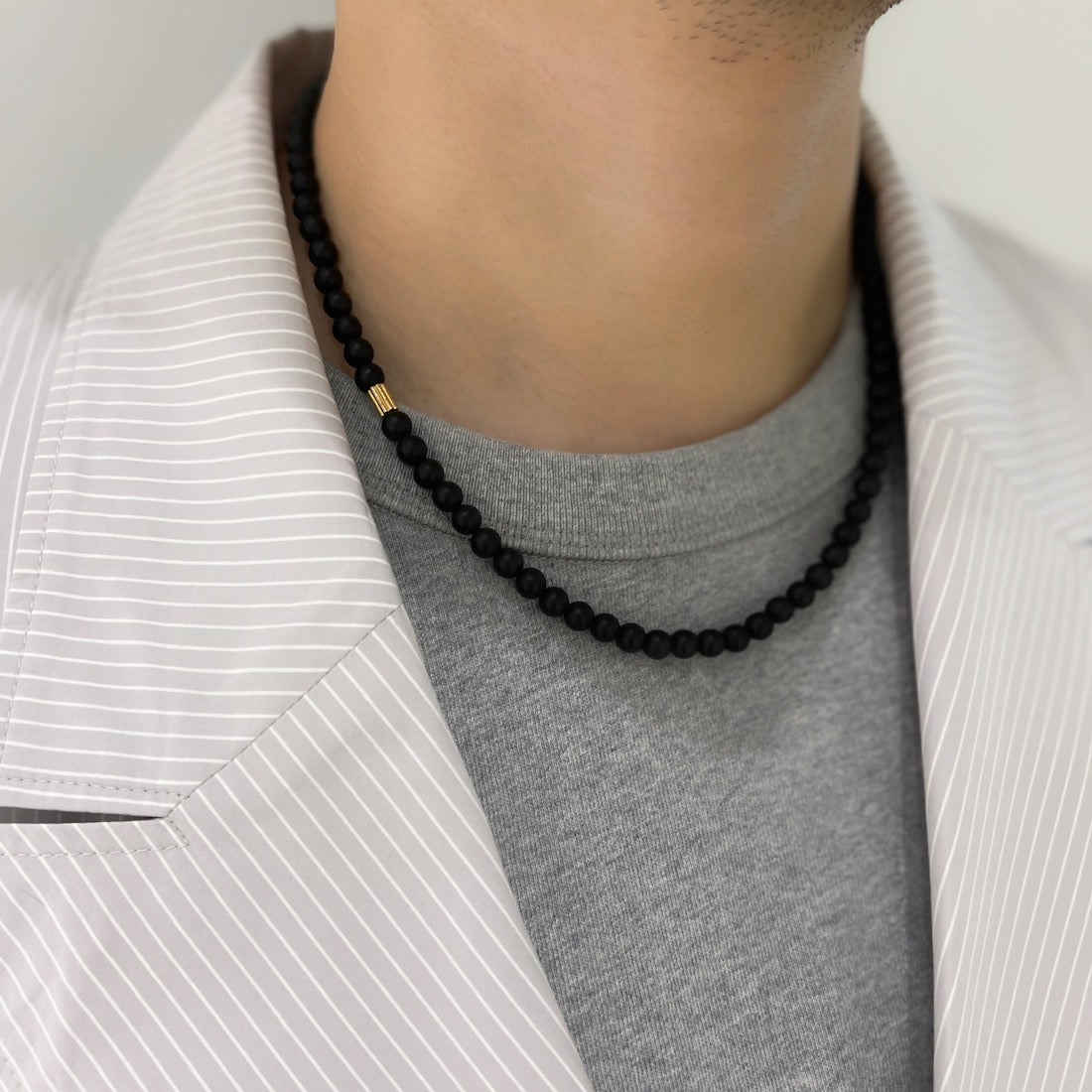 K18 Necklace Onyx 天然石ネックレス オニキス 着用