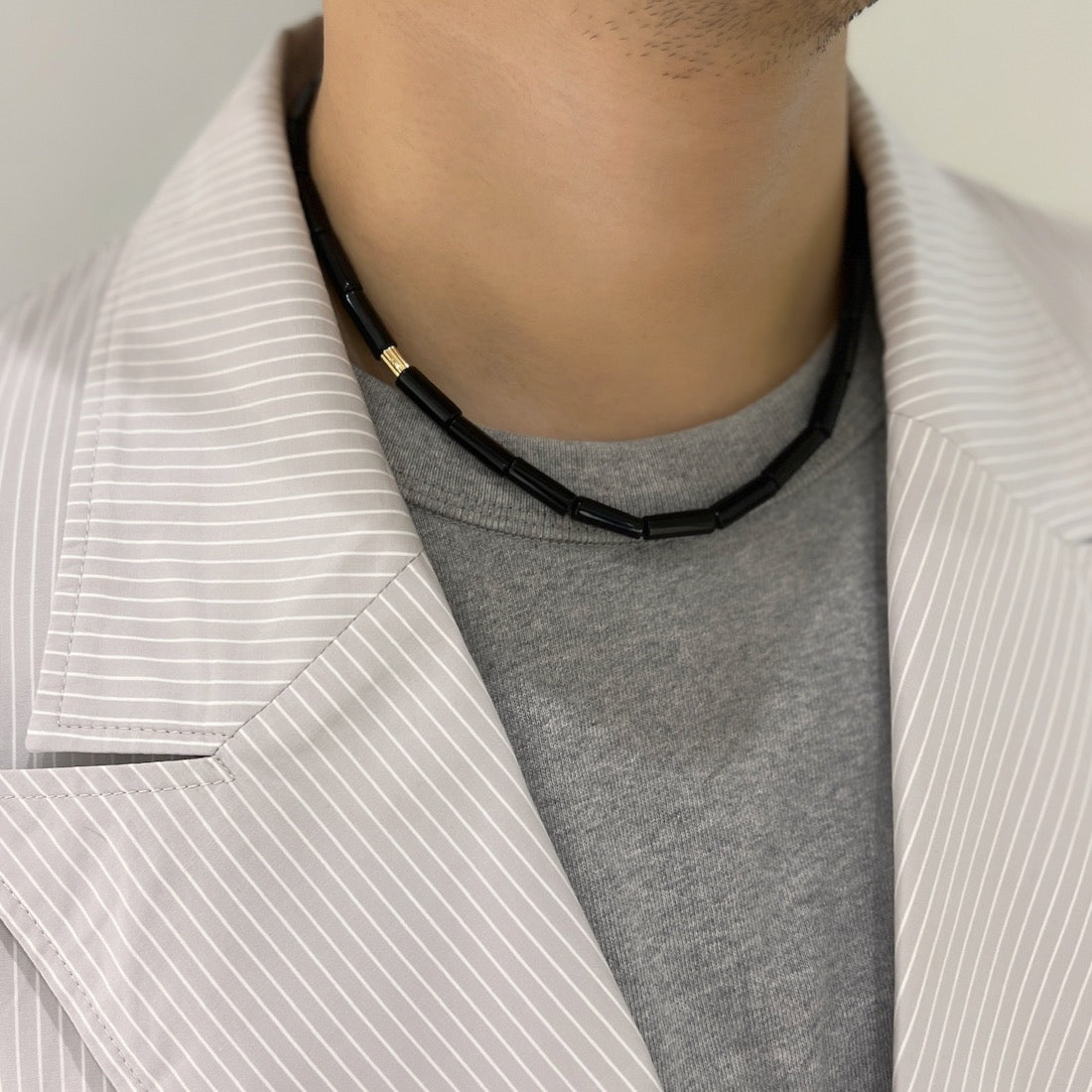 K18 Necklace Onyx 天然石 ネックレス オニキス 着用