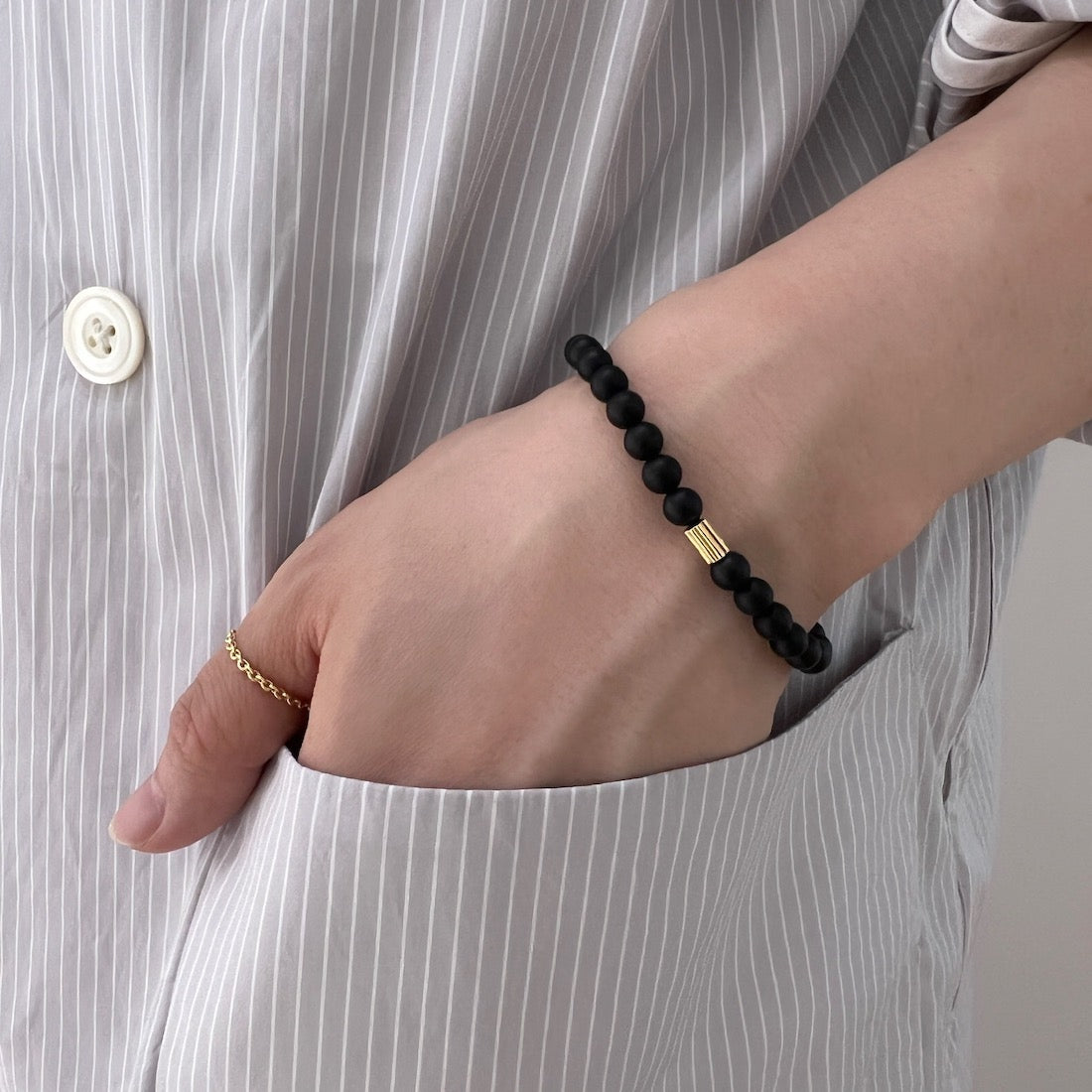 K18 Bracelet Onyx ブレスレット オニキス 天然石 着用