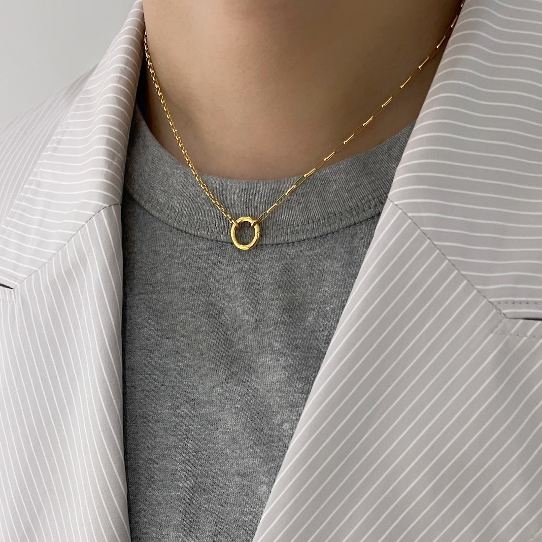 18K イエローゴールド Necklace ネックレス Circle 着用