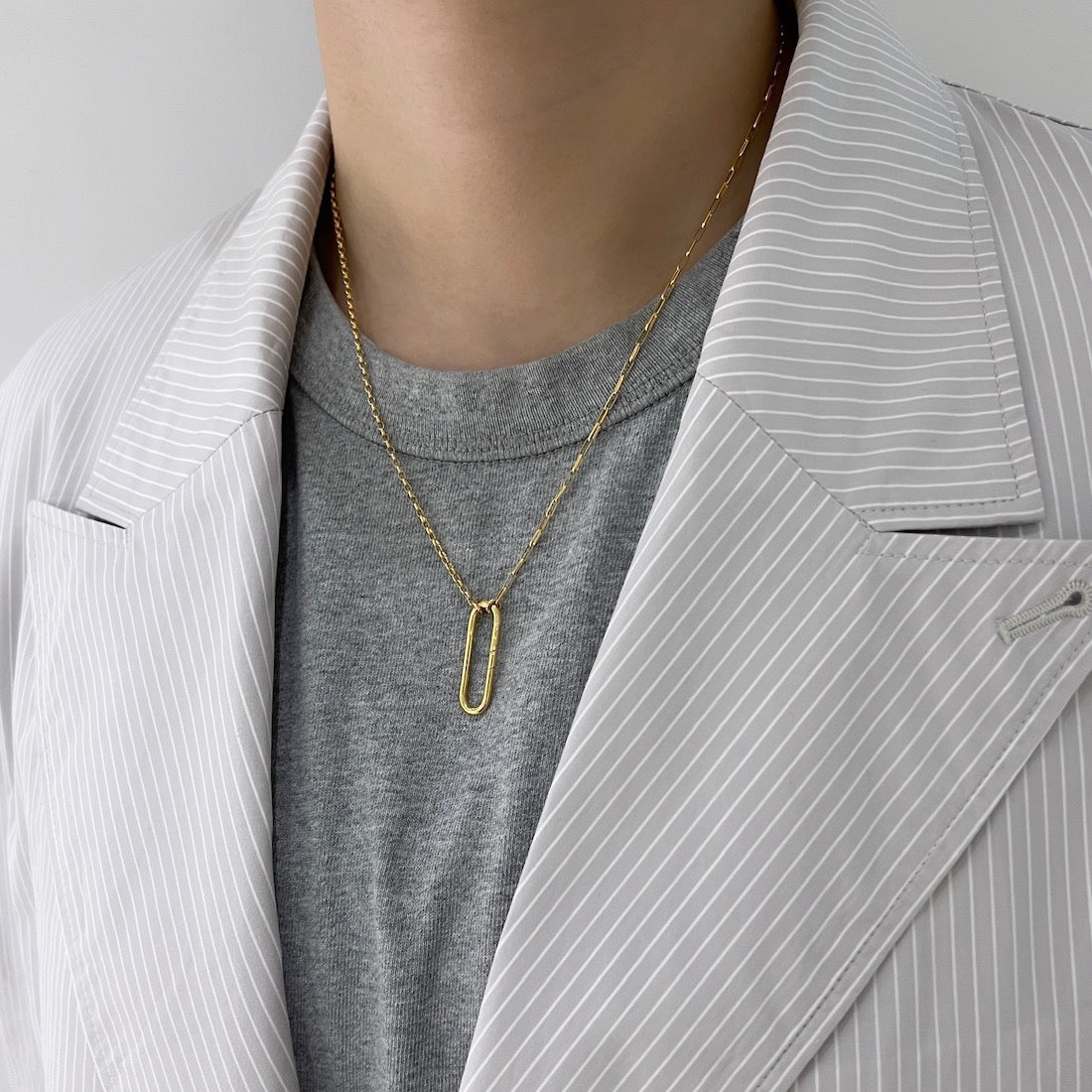 K18 イエローゴールド Necklace Long Oval ネックレス ロングオーバル 着用