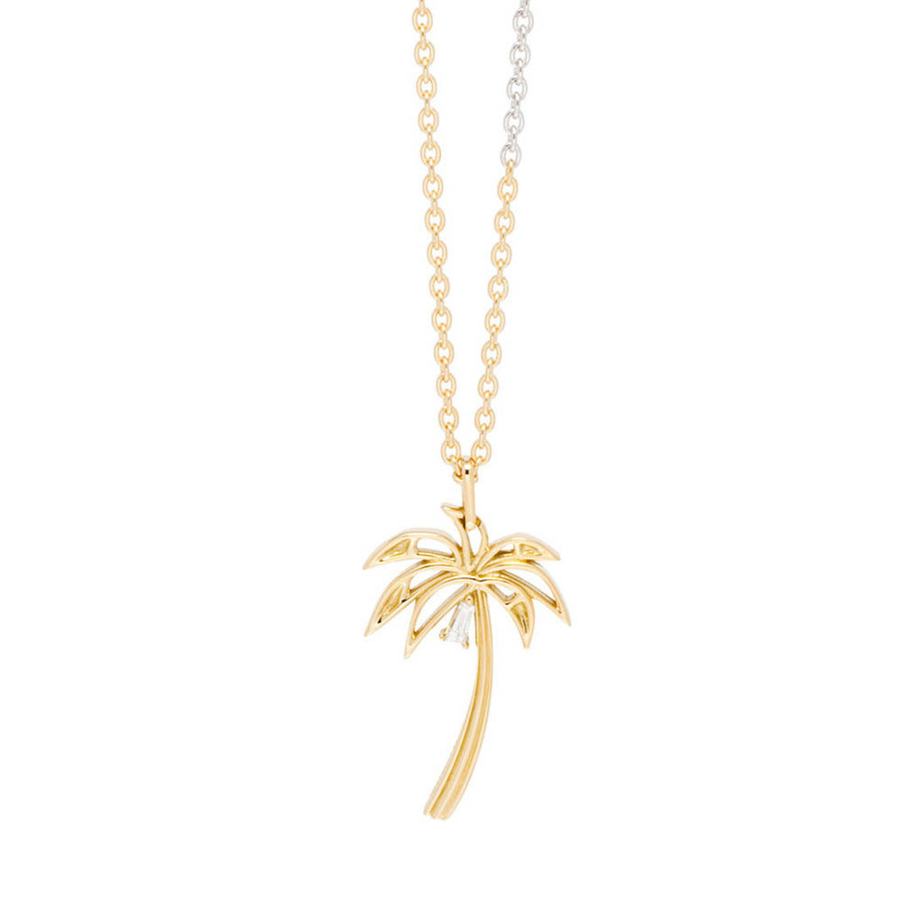18K Palm Tree パームツリー Necklace ネックレス diamond ダイアモンド combination コンビネーション
