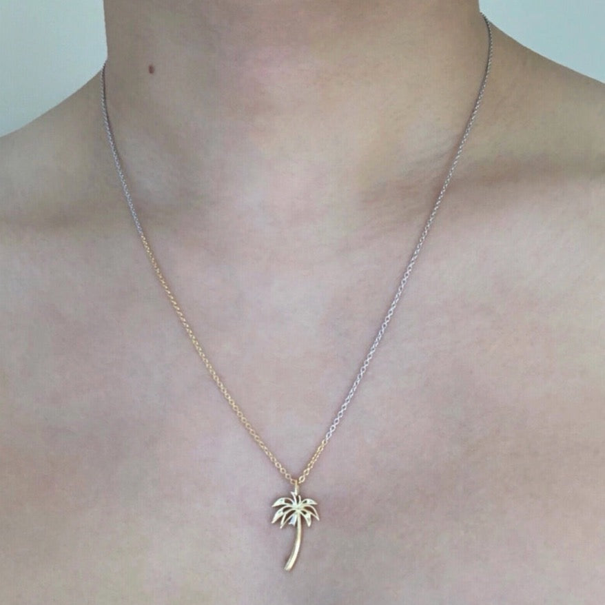 18K Palm Tree パームツリー Necklace ネックレス diamond ダイアモンド combination コンビネーション 着用写真