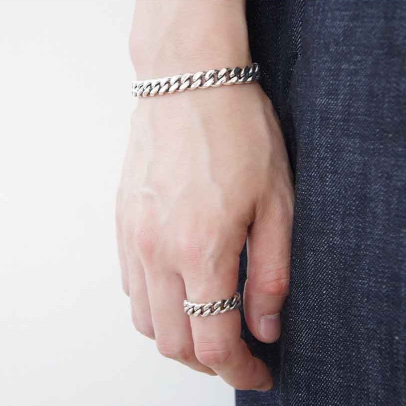 silver シルバー925 Ring チェーンリング オンライン限定 Curb Chain カーブチェーン 着用