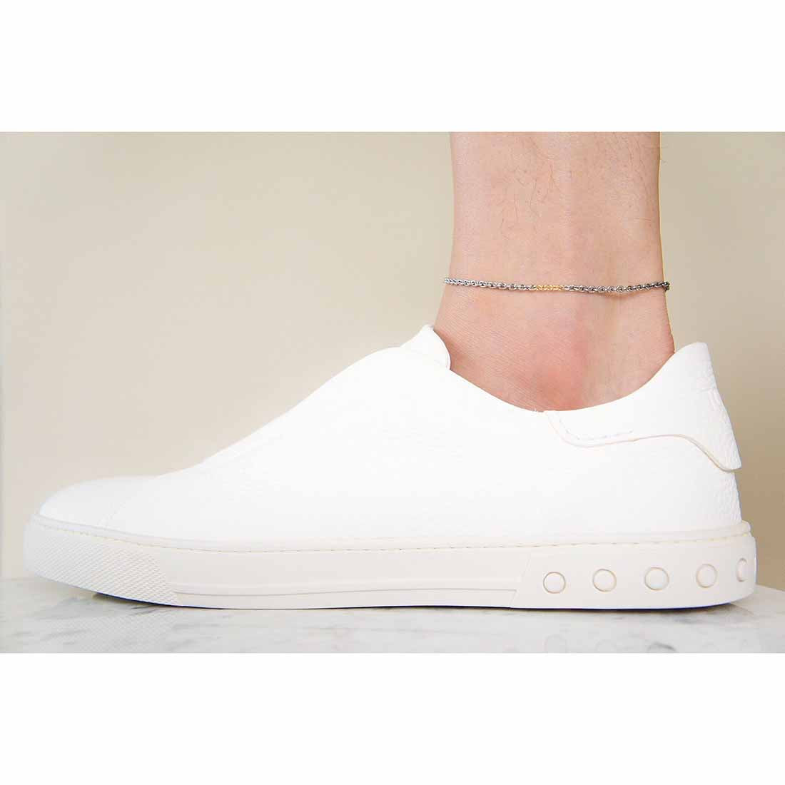 silver925 シルバー925 K18 Anchor Chain Anklet アンクレット コンビネーションカラー 着用