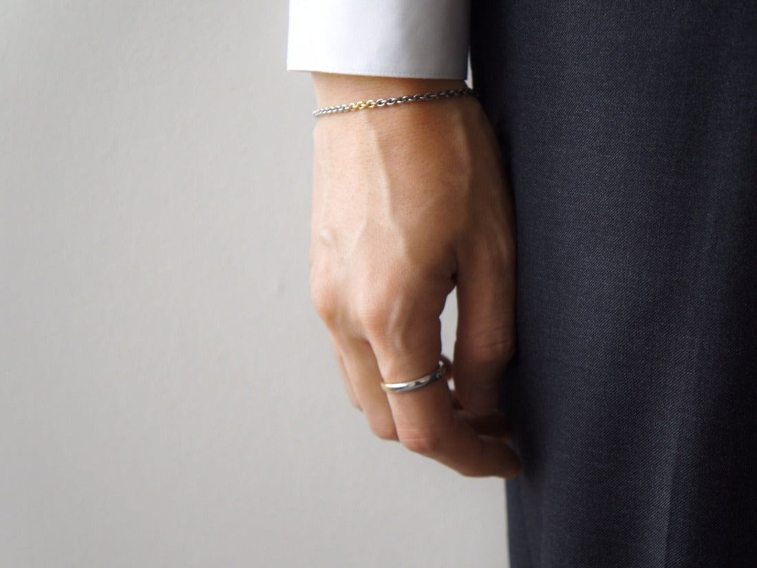 silver925 シルバー925 K18 Anchor Chain コンビネーションカラー Bracelet ブレスレット 着用