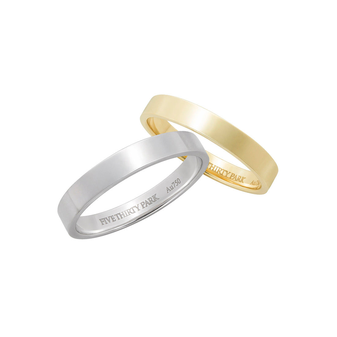 18K ホワイトゴールド イエローゴールド リング 3mm