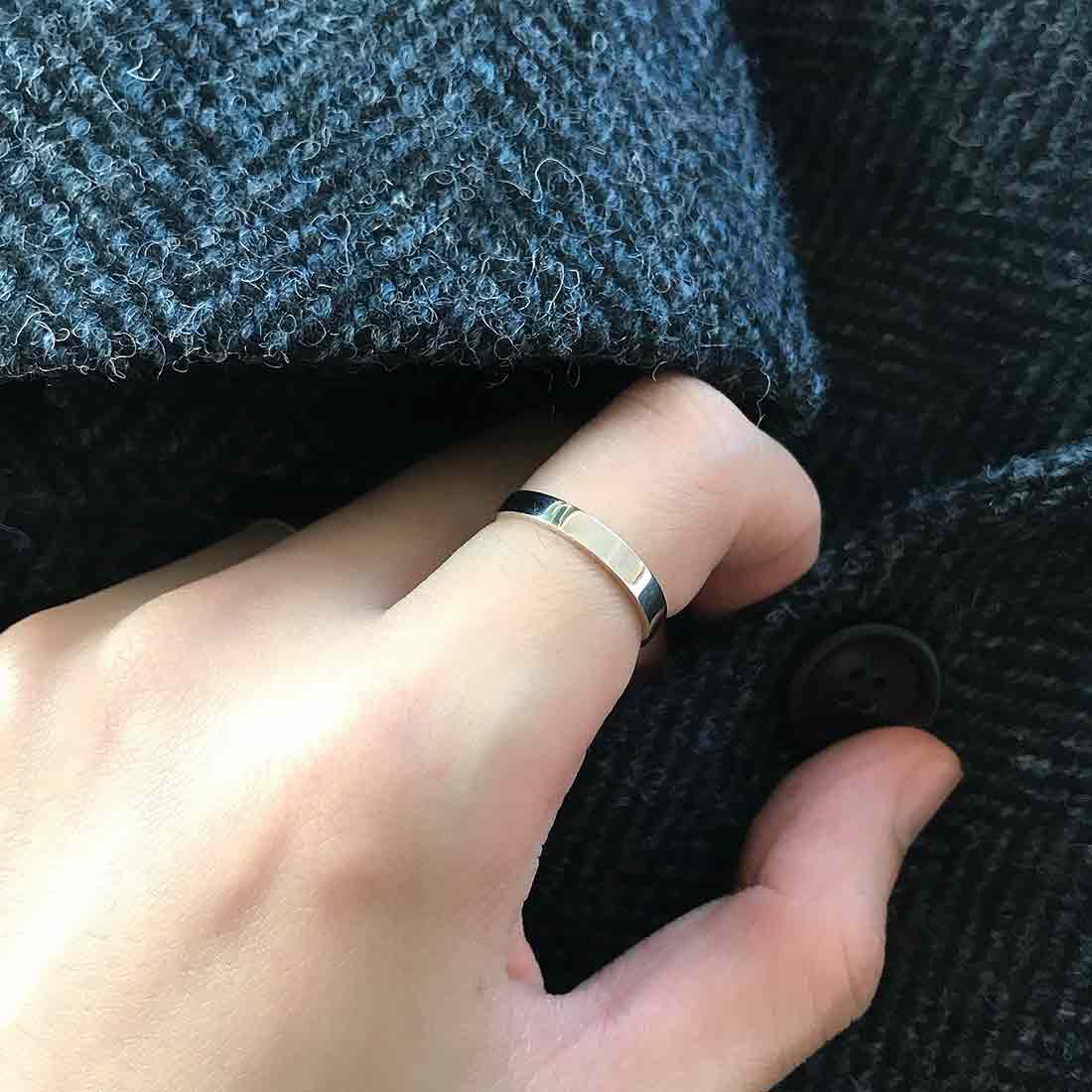 18K ホワイトゴールド リング 着用写真 3mm