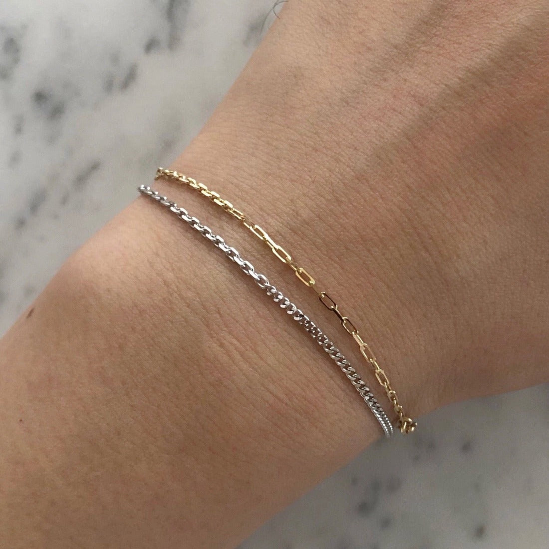 18K Mixed Chain Bracelet ブレスレット 着用