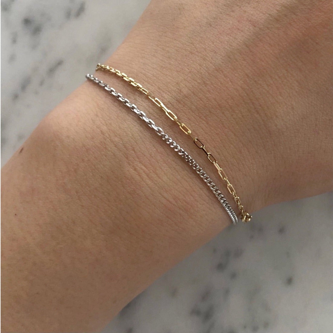 18K　Mixed Chain　Bracelet　ブレスレット　着用