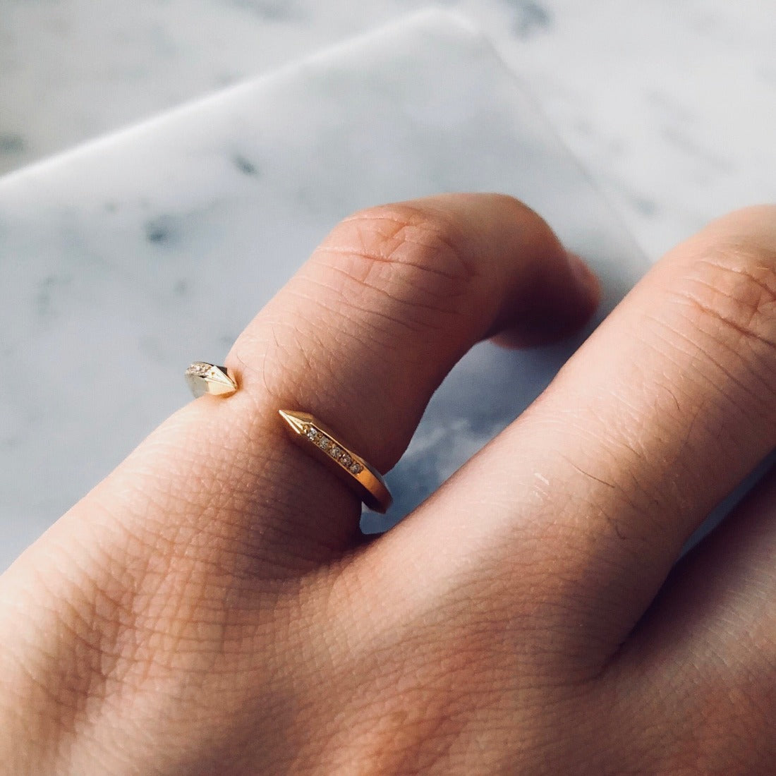 18K イエローゴールド ダイア Ring リング Crystal クリスタル 着用