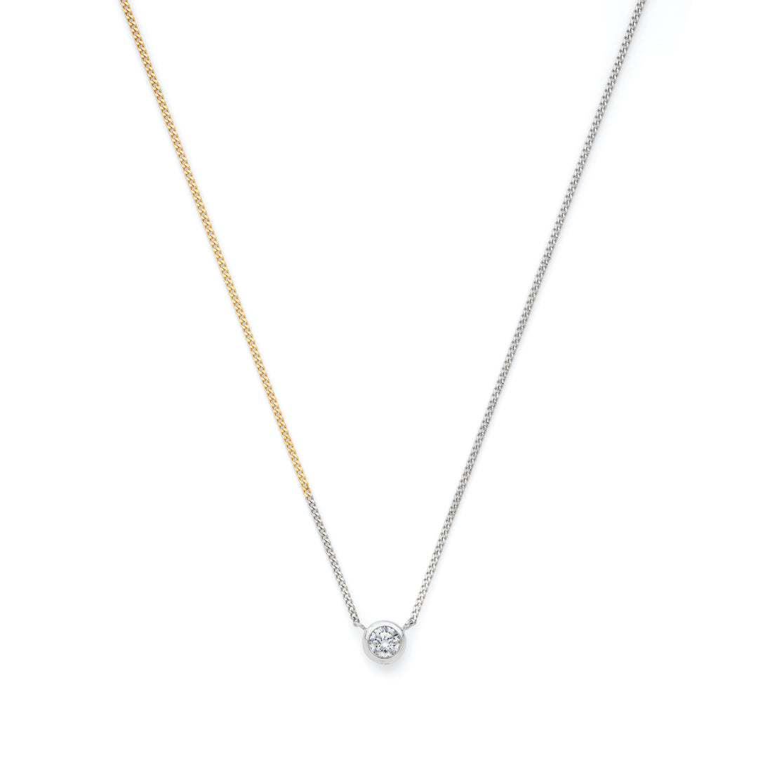 Fine Classic Cut Gold&Platinum Diamond Necklace