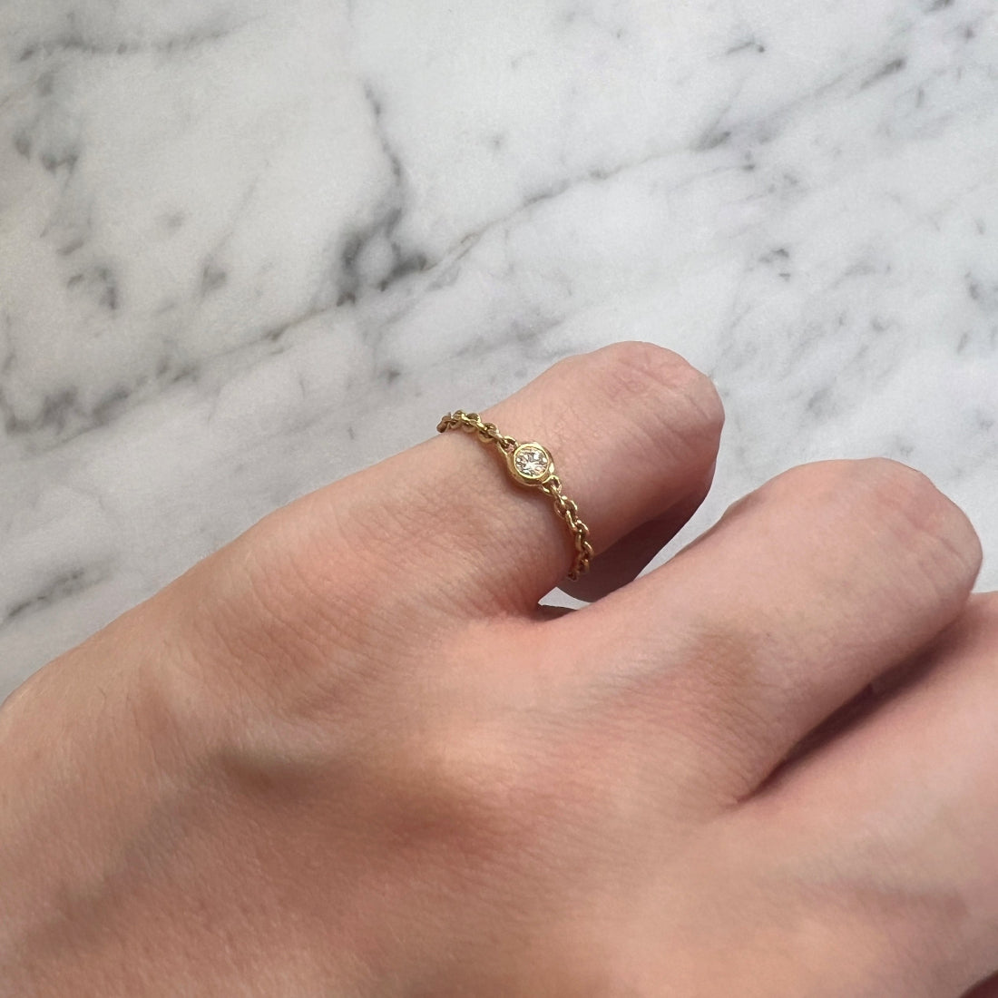 Small Anchor Chain Solitaire Ring