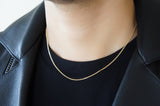 18K　イエローゴールド　Curb Chain　カーブチェーン　Necklace　ネックレス　着用
