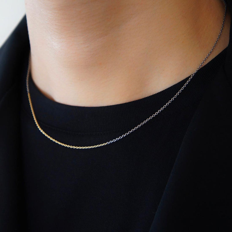 18K　Oval Chain　オーバルチェーン　Combination　コンビネーション　Necklace　ネックレス　Silver　着用