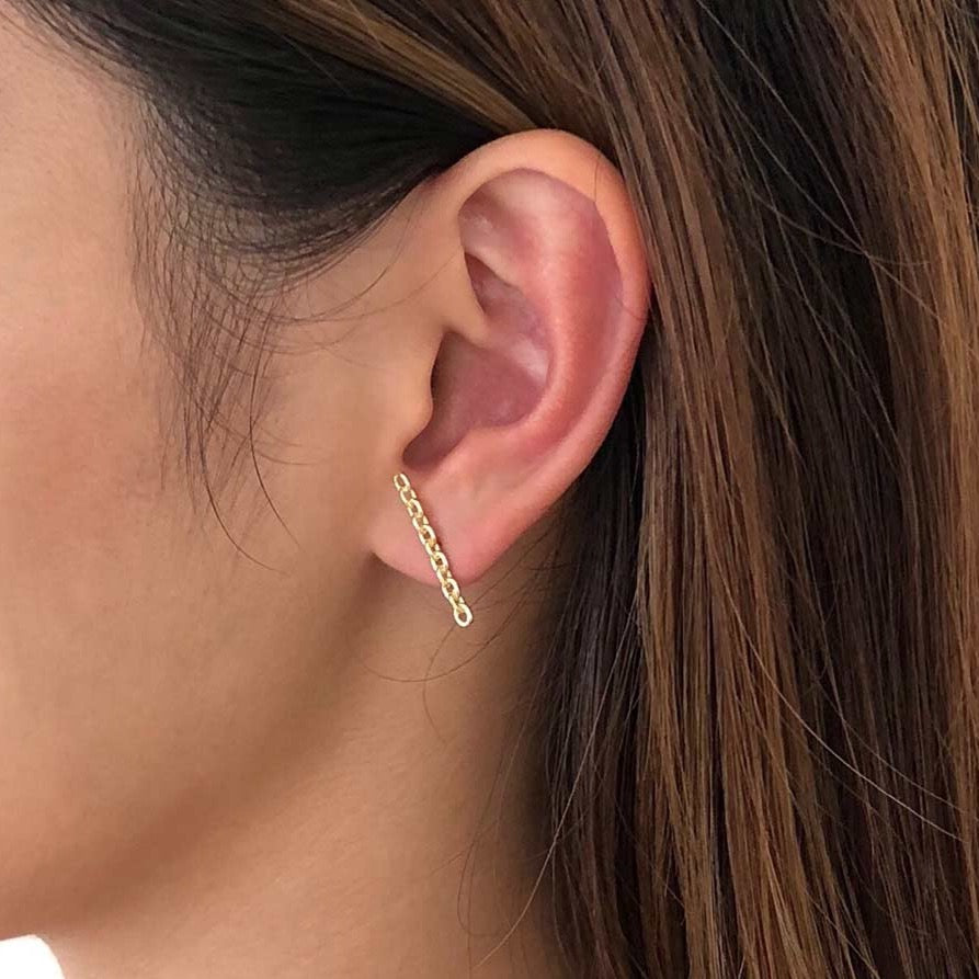 18K　Anchor Chain　ピアス　long　着用写真