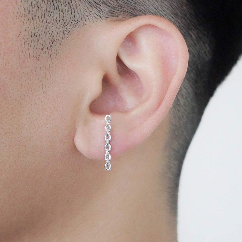 18K　Anchor Chain　ピアス　long　ホワイトゴールド　着用