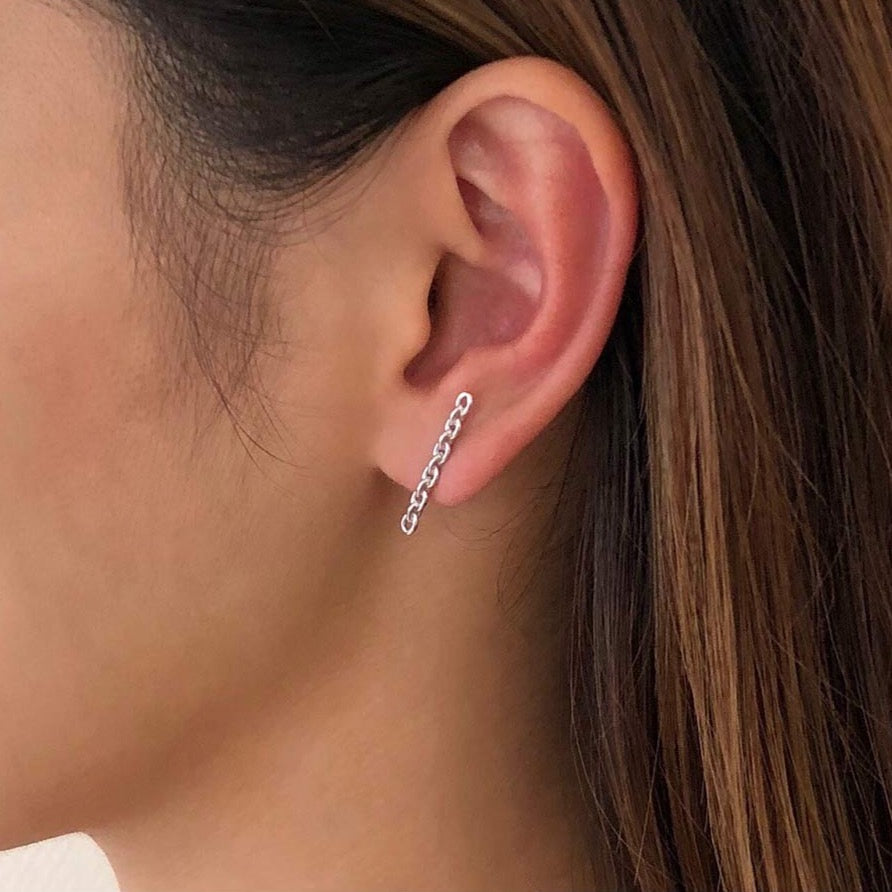 18K　Anchor Chain　ピアス　long　ホワイトゴールド　着用
