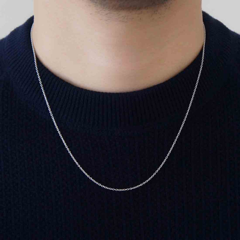 18K　Oval Chain　オーバルチェーン　　Necklace　ネックレス　1.4mm　着用