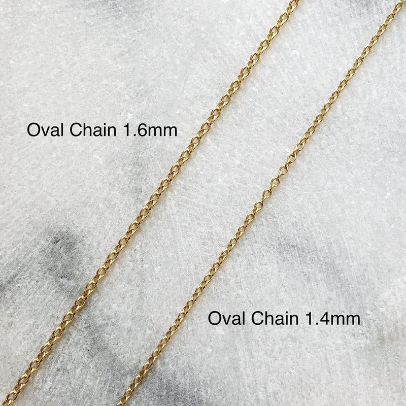 18K　Necklace　Oval Chain　ネックレス　オーバルチェーン　太さ比較写真