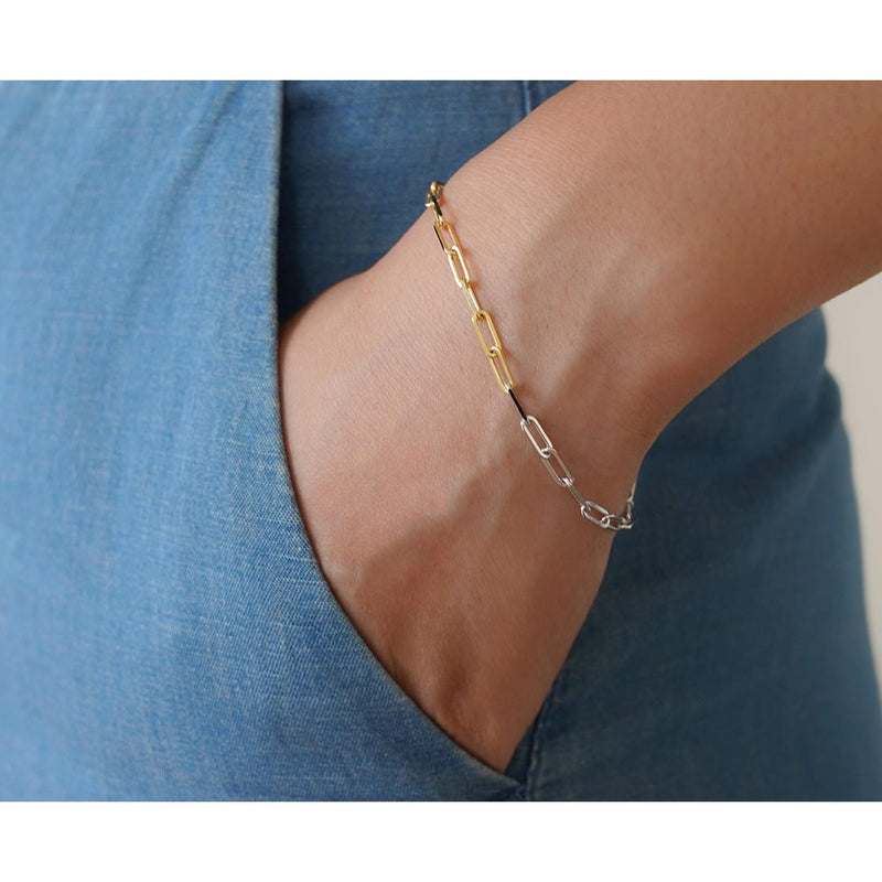 18K　Bracelet　ブレスレット　Long Link Chain　ロングリンクチェーン　combinationコンビネーション　着用
