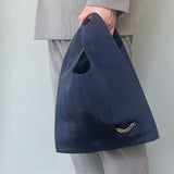 Shopper bag　ショッパーバック　グログランリボン　ミディアムサイズ　NAVY　着用