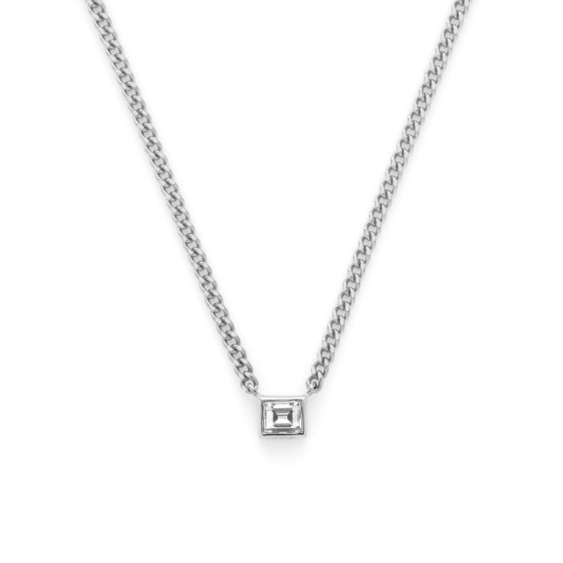 18K　ホワイトゴールド　Curb Chain　カーブチェーン　Necklace　ネックレス　Diamond　ダイア