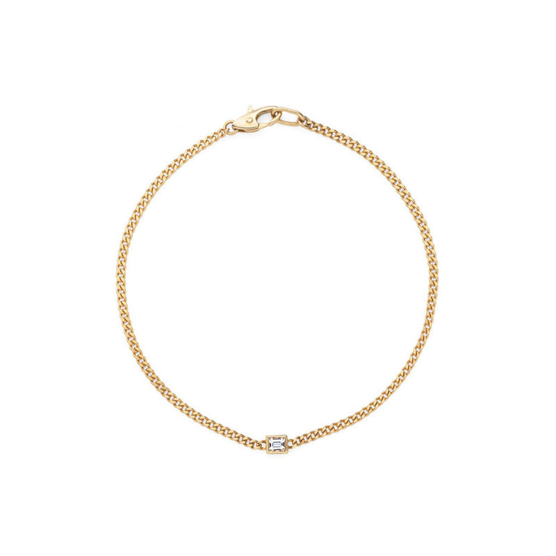 18K　イエローゴールド　Curb Chain　カーブチェーン　Bracelet　ブレスレット　Diamond　ダイア