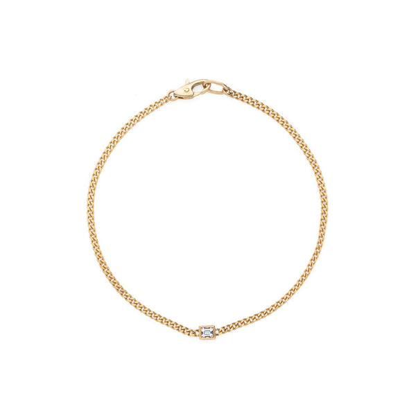 18K　イエローゴールド　Curb Chain　カーブチェーン　Bracelet　ブレスレット　Diamond　ダイア