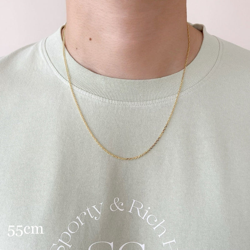 18K　Mixed Chain　Necklace　ネックレス　イエローゴールド　着用　55cm