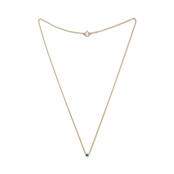 18K　イエローゴールド　Necklace　ネックレス　Curb Chain　カーブチェーン　Emerald　エメラルド
