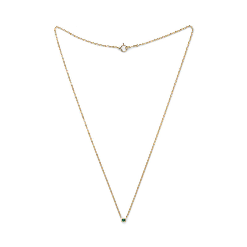 18K　イエローゴールド　Necklace　ネックレス　Curb Chain　カーブチェーン　Emerald　エメラルド