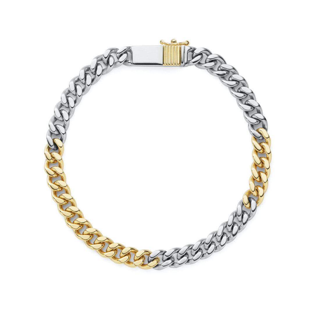 18K　Silver　Combination　コンビネーション　Curb Chain　カーブチェーン　Bracelet　ブレスレット