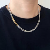 18K　silver　Curb Chain　カーブチェーン　combination　コンビネーション　Necklace　ネックレス　着用写真