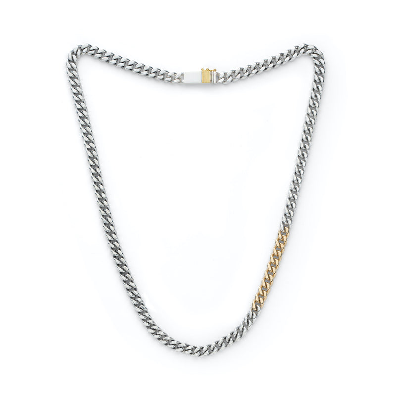 18K　silver　Curb Chain　カーブチェーン　combination　コンビネーション　Necklace　ネックレス