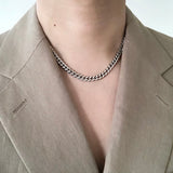 Silver　シルバー９２５　Curb Chain　カーブチェーン　Necklace　ネックレス　着用写真