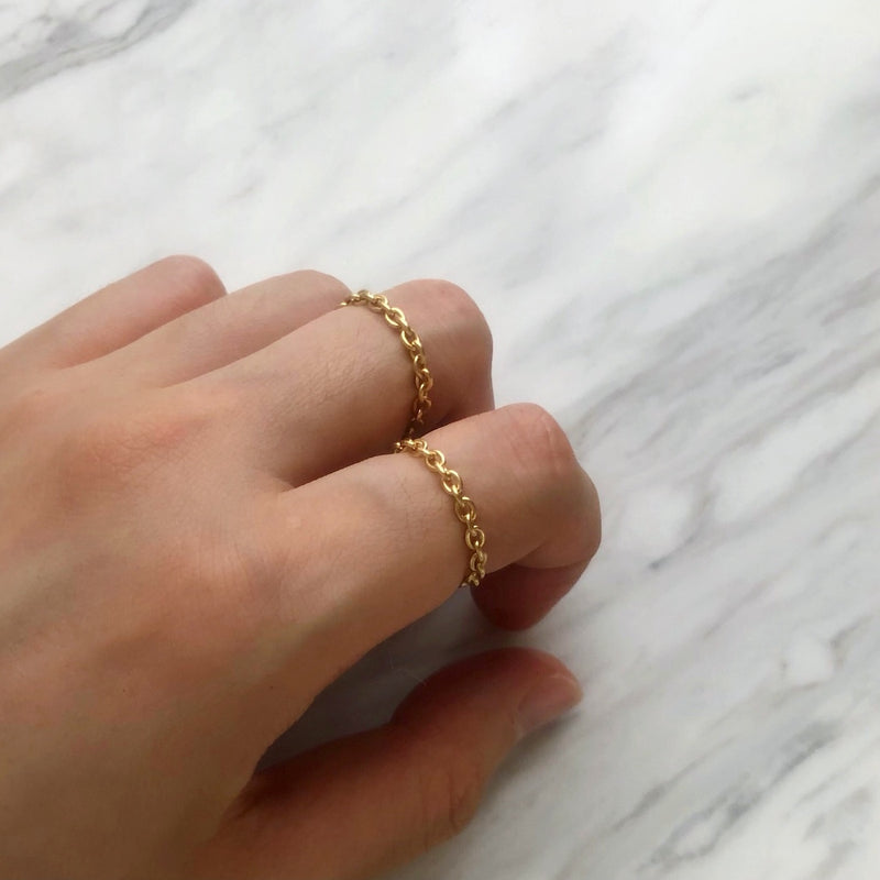 18K　Anchor Chain　Ring　アンカーチェーン　チェーンリング　着用
