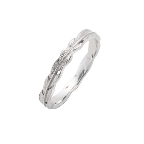 18K　Ring　リング　羽　フェザー　ホワイトゴールド