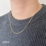 18K　Necklace　ネックレス　Long Link Chain　ロングリンクチェーン　イエローゴールド　50cm　着用