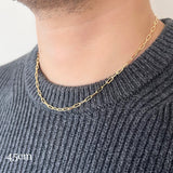 18K　Necklace　ネックレス　Long Link Chain　ロングリンクチェーン　イエローゴールド　着用　45cm