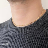 18K　Necklace　ネックレス　Long Link Chain　ロングリンクチェーン　イエローゴールド　着用　40cm