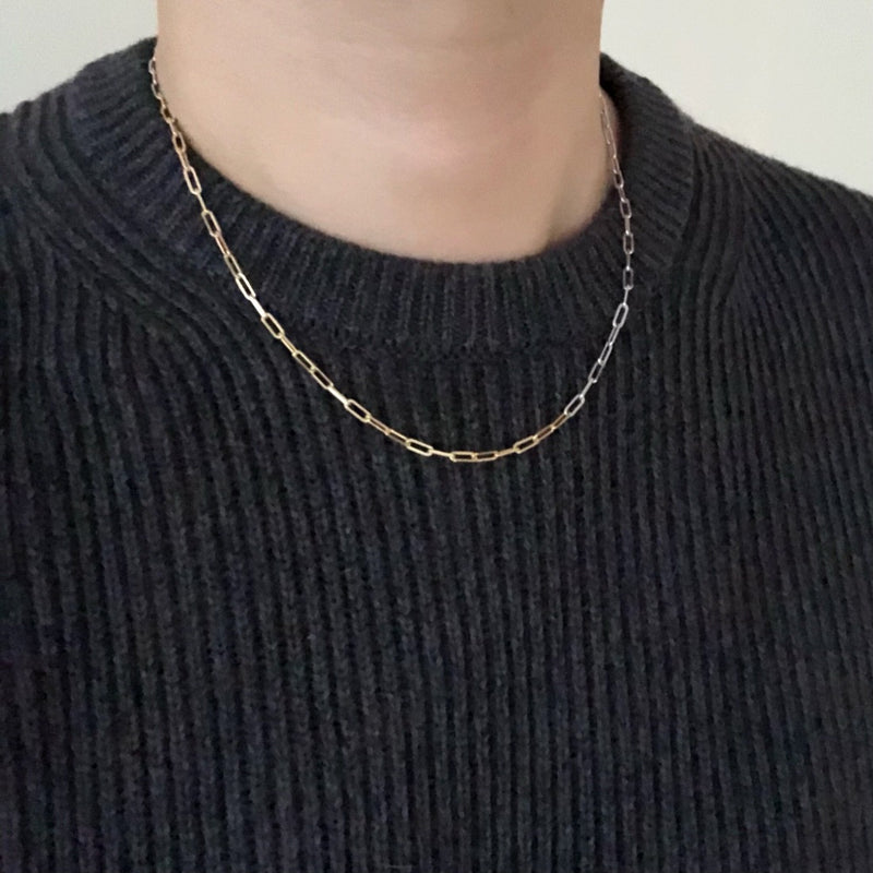 18K　Necklace　ネックレス　Long Link Chain　ロングリンクチェーン　combination　コンビネーション　着用