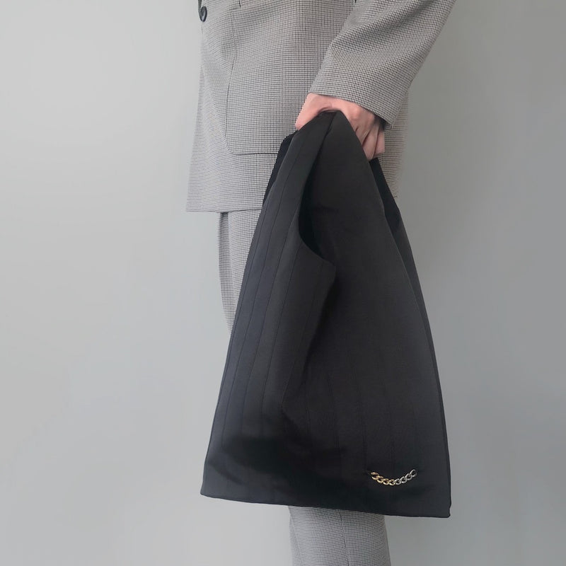 Shopper　bag　グログランリボン　ショッパーバック　ラージサイズ　Black　着用